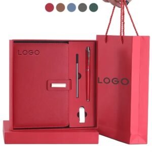 Deluxe Red PU Leather Notebook Gift Set with Pen