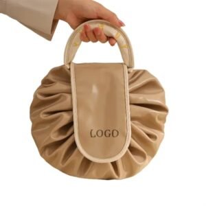 Elegant PU Cosmetic Bag with Drawstring for Makeup