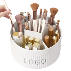 Rotating Plastic Cosmetic Organizer with Compartments