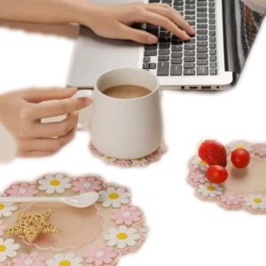 Floral Silicone Heat-Resistant Coaster Custom PVC Design
