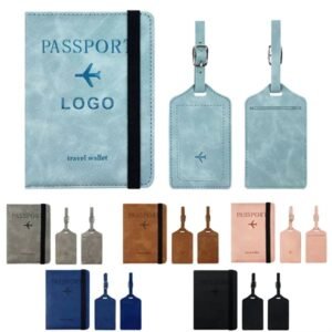 RFID PU Leather Passport Wallet with Luggage Tag