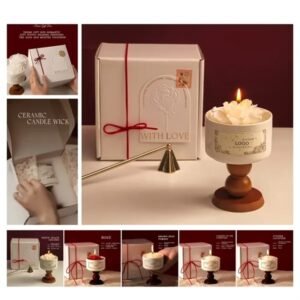 Aromatic Ceramic Candle Gift Set with Customizable Logo