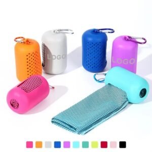 Colorful QuickDry Sports Towel with Portable Silicone Case