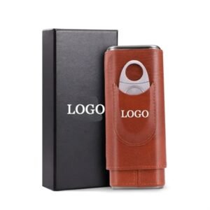Premium Leather Cigar Case with Cutter Holder