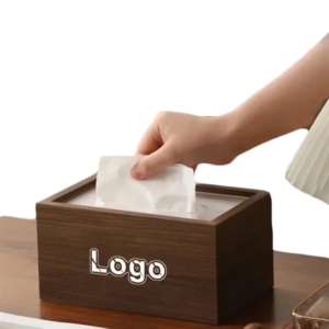 Wooden Tissue Box with Custom Logo for Home and Office Use