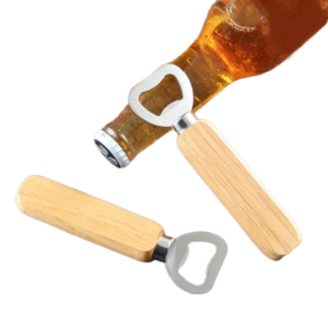 Custom Logo Oak Wood Handle Stainless Steel Bottle Opener