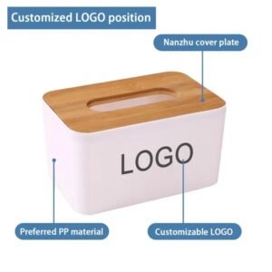 Custom Bamboo Lid Tissue Box with Dual-Side Logo Printing