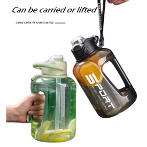 Large-Capacity Sports Water Bottle with Handle and Straw