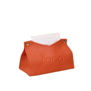 Luxury Leather Tissue Box with Metal Button Design for Home
