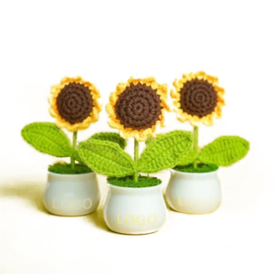 Handmade Crochet Sunflower Potted Plant for Gift