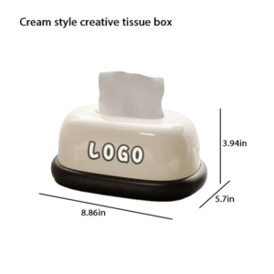 Cute Cream-Style Tissue Box with Wide Slot and Spring Design