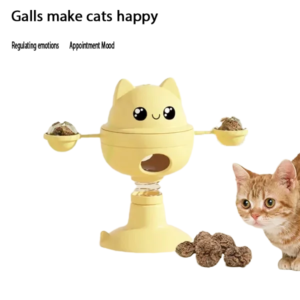 Rotating Cat Toy Feeder with Suction Base - Teaser & Treat