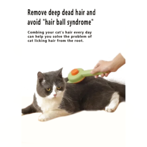 One-Click Pet Grooming Brush with Stainless Steel Teeth